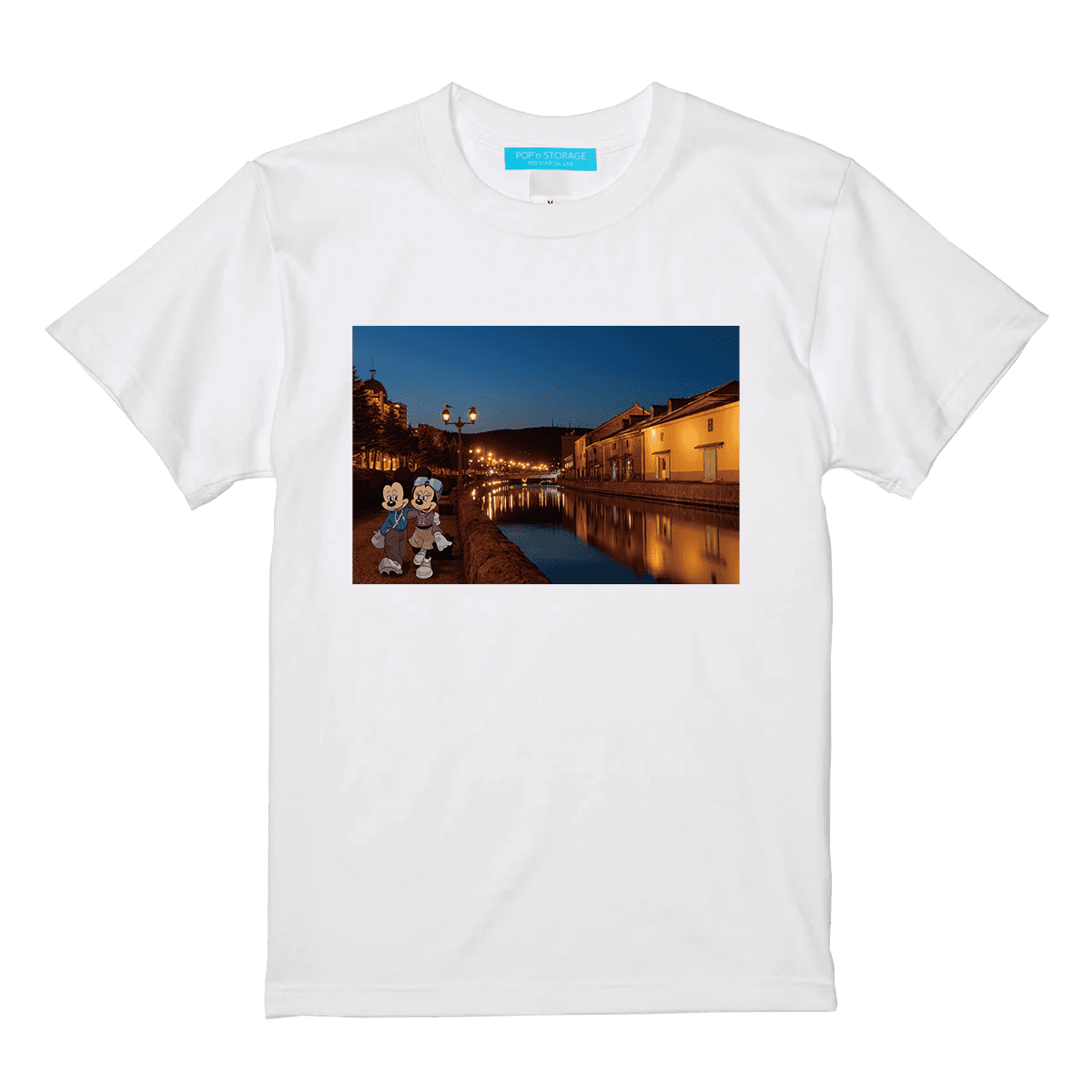 ミッキー&ミニー“小樽運河 -Night-”Tシャツ（WHITE・BLACK）