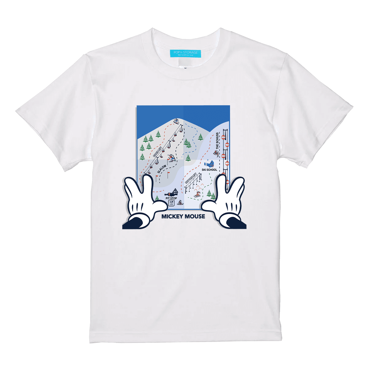 ミッキー“スキーリゾート”Tシャツ（WHITE・BLACK）